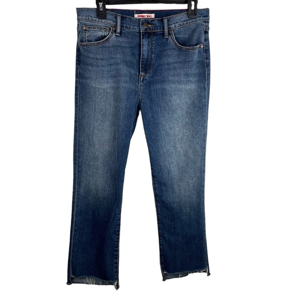 Johnny Was | Blue Medium Wash Step Raw Hem Cropped Jeans - Picture 1 of 6